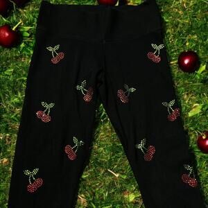 PINK Cherry Rhinestone Leggings